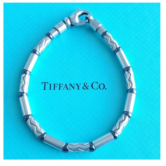 Tiffany RARE Hematite and Aztec carved sterling silver Bracelet (retired) - Picture 1 of 11